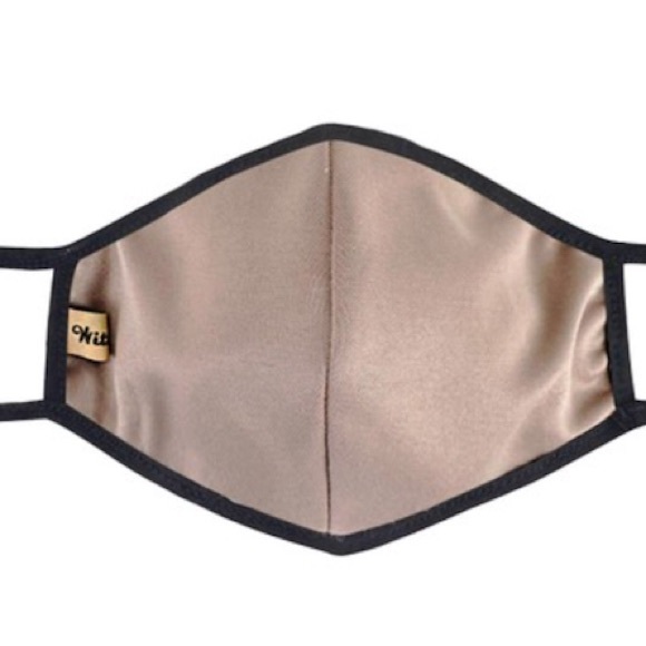 New! Filter Pocket! Mocha Cotton Lined Face Mask - Picture 4 of 7